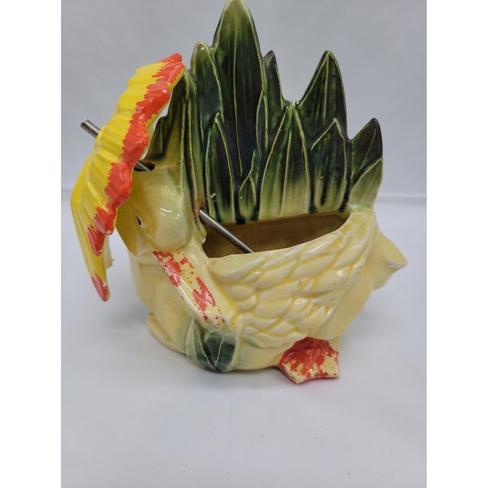 Vtg mccoy pottery planter Duck With Umbrella Brush McCoy 1930’s